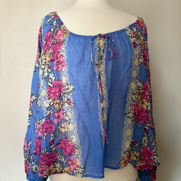 Free People Elena Floral Print Top Cotton Size L flowy spring - Picture 2 of 6